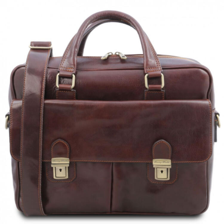 Кожаная сумка для ноутбука с карманами San Miniato Tuscany TL142026 мультикарман
