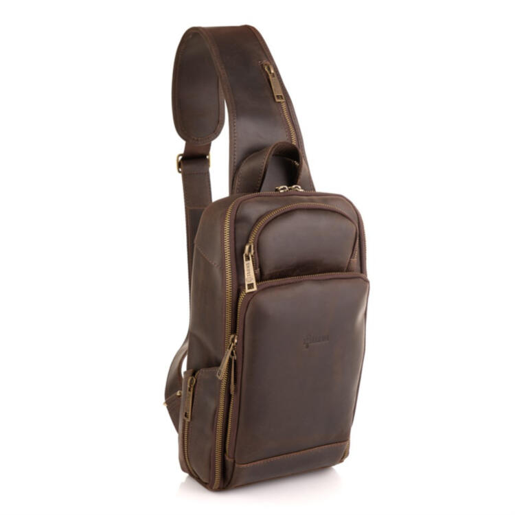Кожаный рюкзак на одно плечо, рюкзак-слинг TARWA RC-0910-4lx