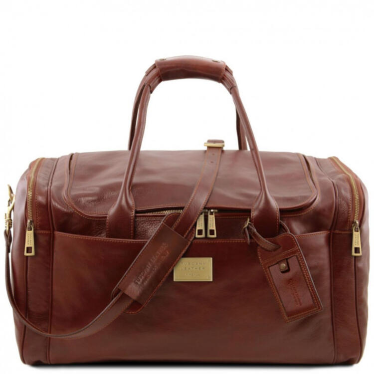 TL Voyager Дорожная кожаная сумка Tuscany с боковыми карманами - Большой размер TL142135