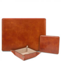 Кожаный набор на стол Premium: бювар с органайзером, лоток и коврик TL142162