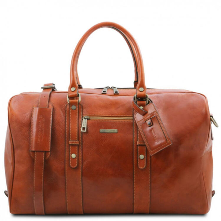Дорожная сумка кожаная с фронтальным карманом TL Voyager Tuscany TL141140 (Мед)
