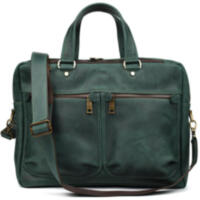 Мужская кожаная деловая сумка зеленая RE-4664-4lx TARWA на два отделения 15"