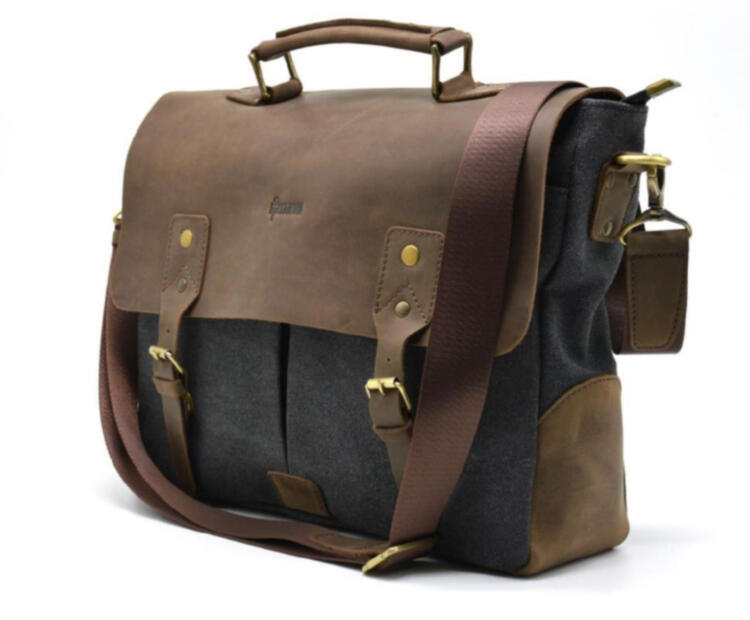 Мужская сумка-портфель кожа+парусина RG-3960-4lx от украинского бренда TARWA