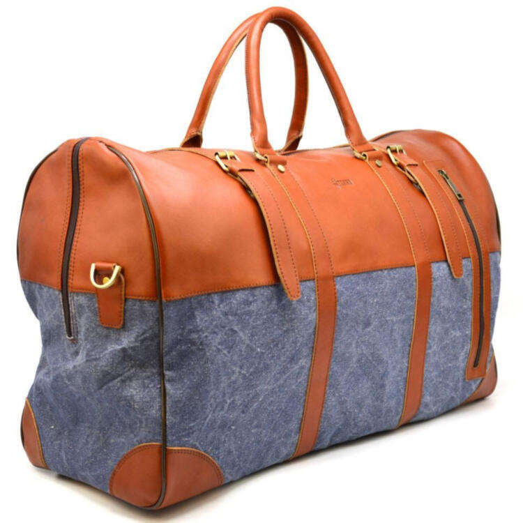 Большая дорожная сумка из кожи и текстиля Canvas GB-1633-4lx TARWA